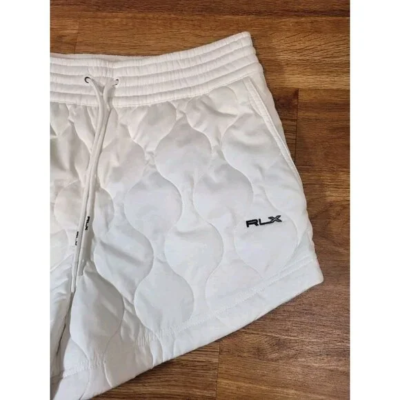 RLX Ralph Lauren‎ Womans White Quilted Cotton Drawstring Shorts Size M